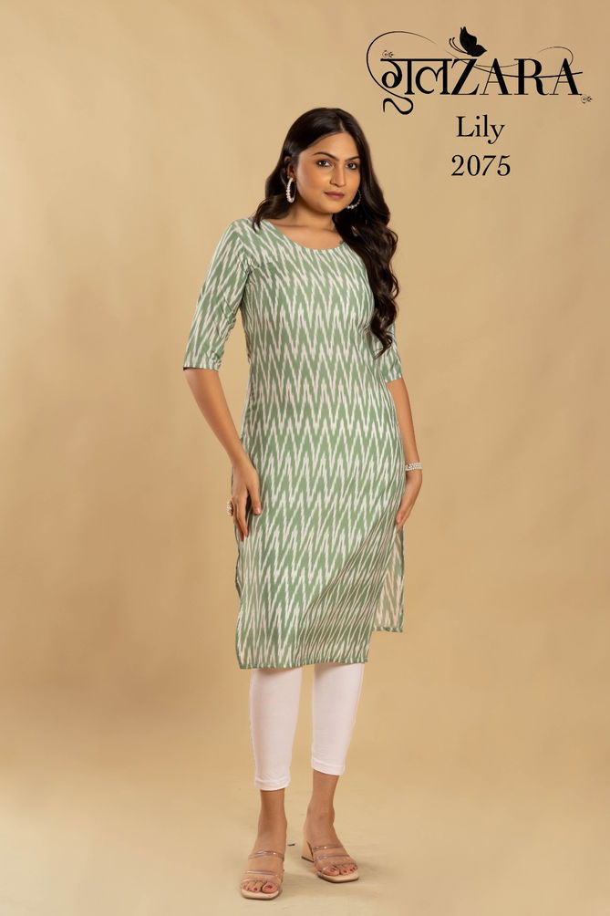 LILY 2075-2079 By Gulzara Printed Kurtis Catalog